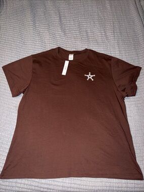 PINK Victoria's Secret Brown Campus Cotton Bling Western Tee NWT